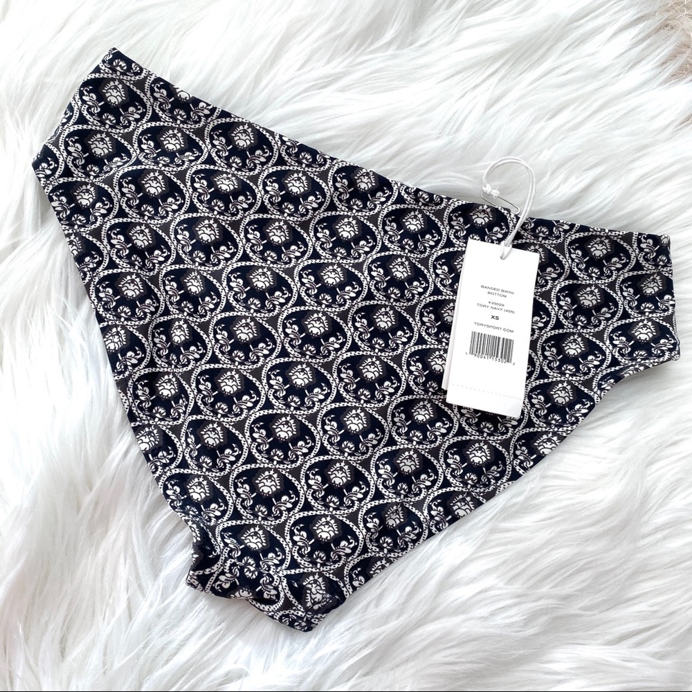 Tory Burch Banded Bikini Bottom Blue and White - Picture 2 of 5